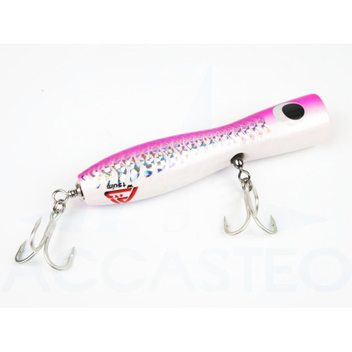 Popper para pesca de altura 120G Rosa y Blanco