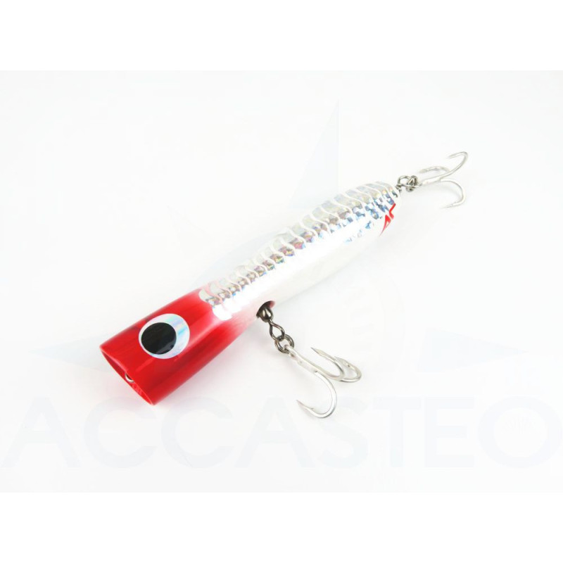 Popper para pesca de altura 120G Rojo y Blanco